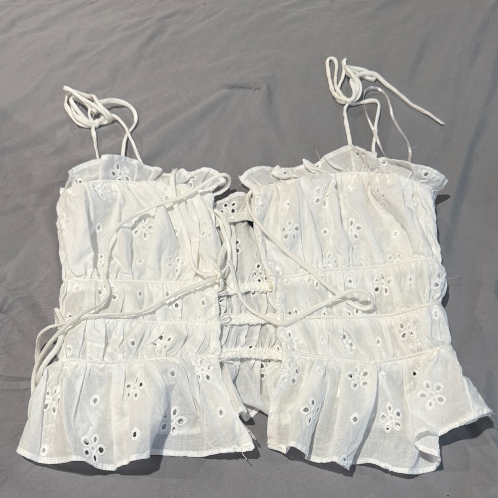 Zara White Eyelet Lace Blouse